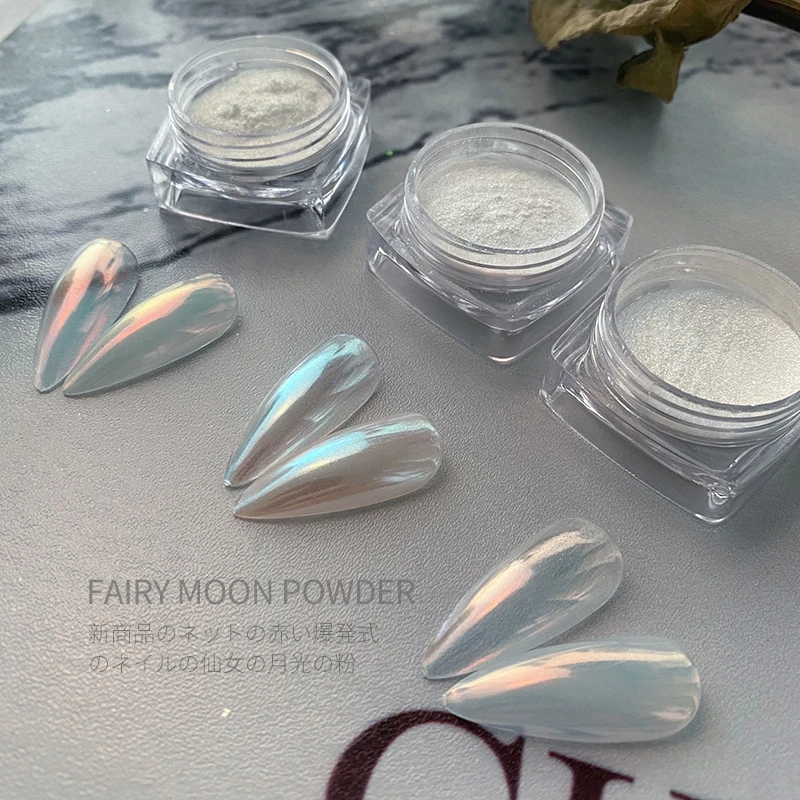

1/3Pcs Chrome Nail Powder Kit for Nail Polish,White Pearl Mermaid Rainbow Holographic Iridescent Chameleon Metallic Nail Pigment