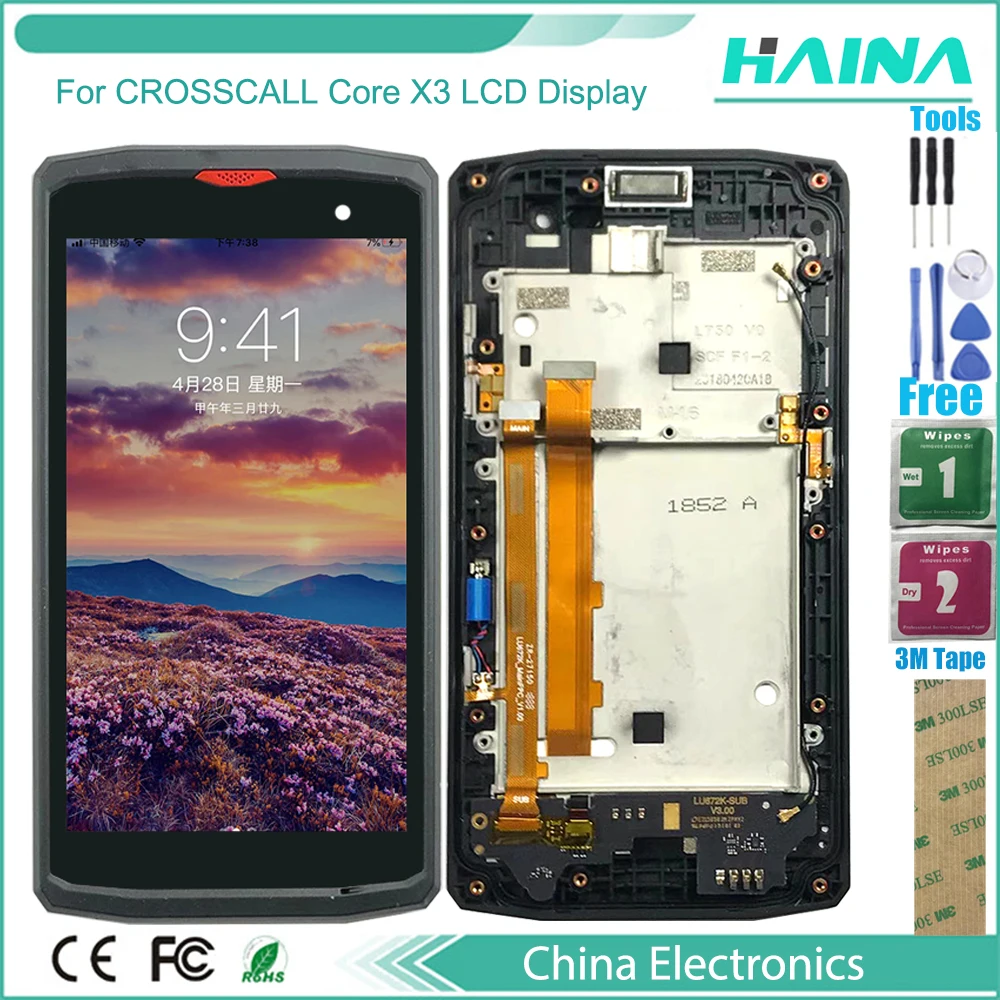 

Core X3 LCD For CROSSCALL Core X3 LCD Display Touch Screen Digitizer Assembly with Frame Replacement