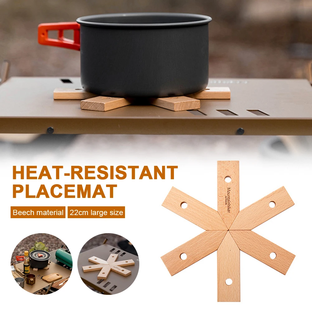 

1PCS Pot Mat Dish Placemat Wooden Coaster Heat Insulation Dining Table Placemat Non-stick Solid Wood Pan Pad For Kitchen Gadgets