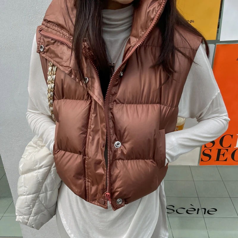 

2022 Winter Korea standing collar bib cotton bread clothes warm cotton vest women coats