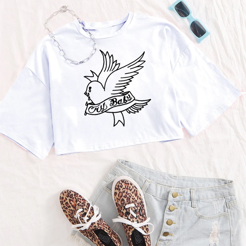 Кроп-топы Lil Peep Crybaby музыкальный альбом с круглым вырезом и короткими рукавами