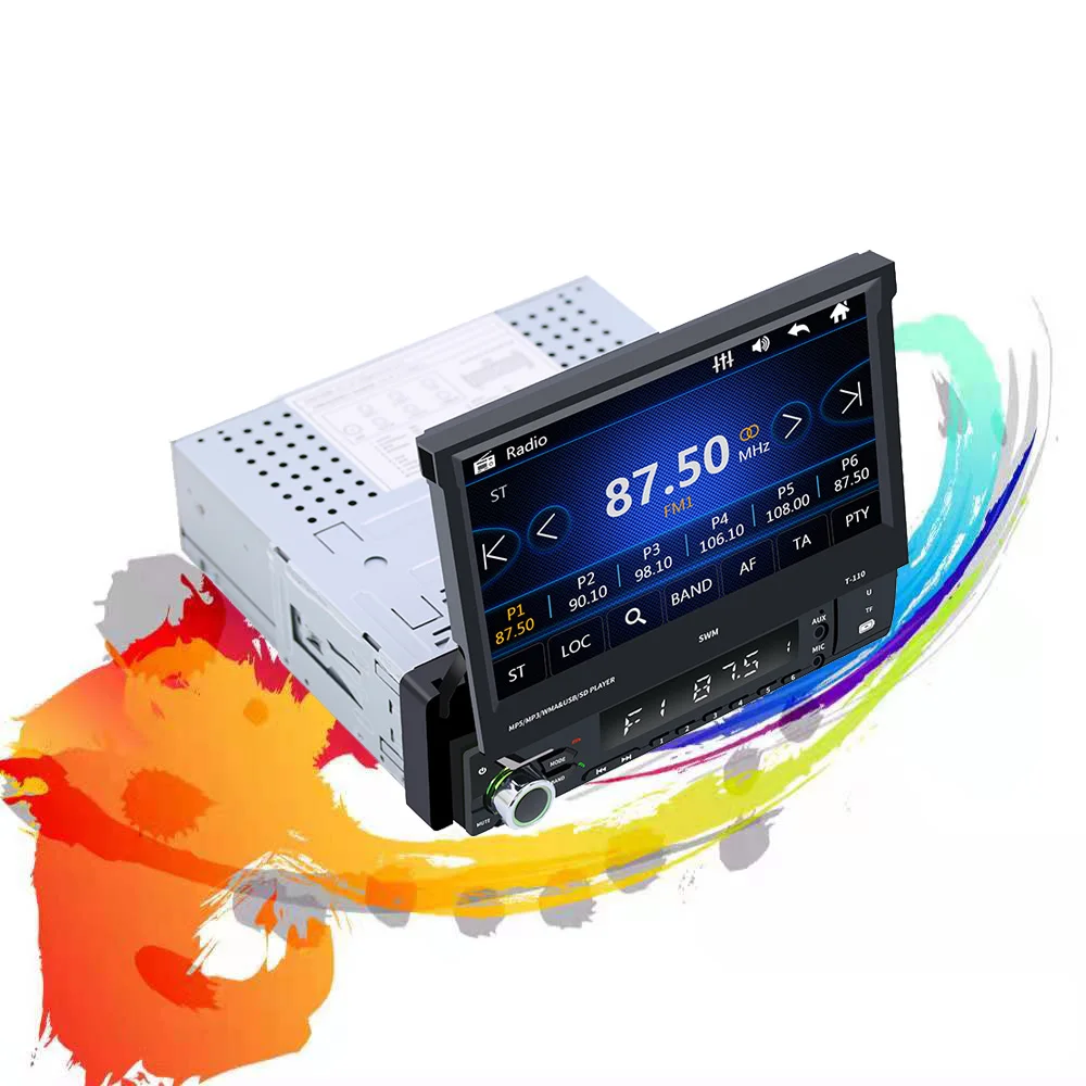 

Autoradio DC 12V universal 1 DIN 7 inch Touch Screen Car MP5 Player Bluetooth Mirrorlink Stereo Retractable Radios AM FM radio