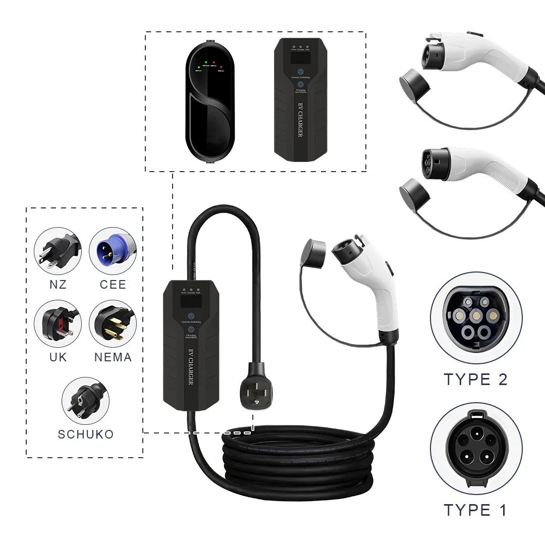 7Kw 32A Gbt тип 1 Тип 2 Ev зарядное устройство для электромобиля быстрая зарядка Evse