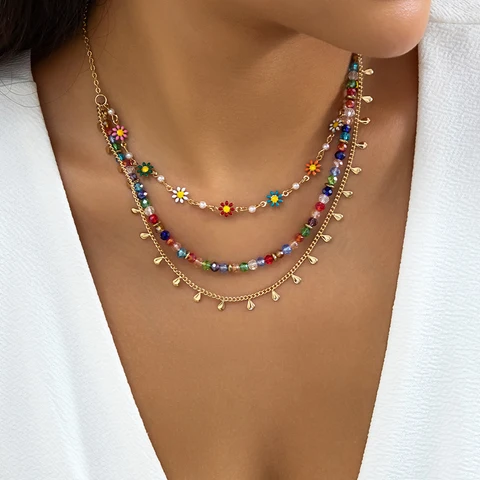 Цветное ожерелье с цветами для женщин