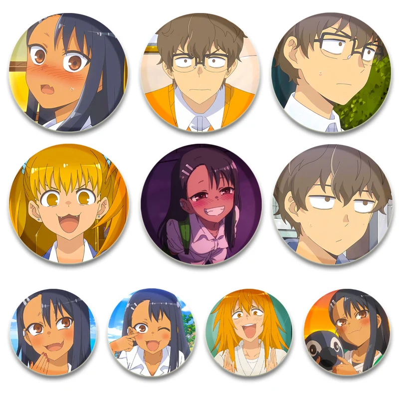 Don't Toy with Me Miss Nagatoro 32/44/58mm Simple Button Pins Snap in Design Round Brooch Daily Stylish Ornament Badge