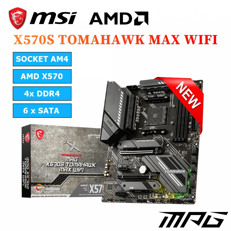 

Материнская плата MSI X570 AM4 MAG X570S TOMAHAWK MAX WIFI 128 ГБ DDR4 материнская плата AMD Ryzen Новинка Материнская плата X570 Computer Components Hardware Desktop Gaming