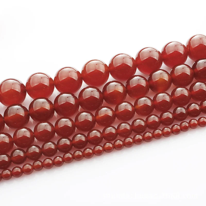 

1 Strands 15"(37~38cm) Round Natural Red Agate Stone Rock 4mm 6mm 8mm 10mm 12mm Beads Lot for Jewelry Making DIY Bracelet