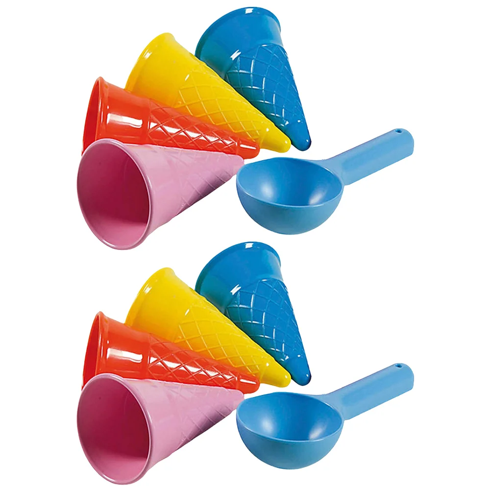 

Plastic Beach Toys Seaside Sand Ice Cream Cones And Scoop Outdoor Toys For Children Kids (Random Color)