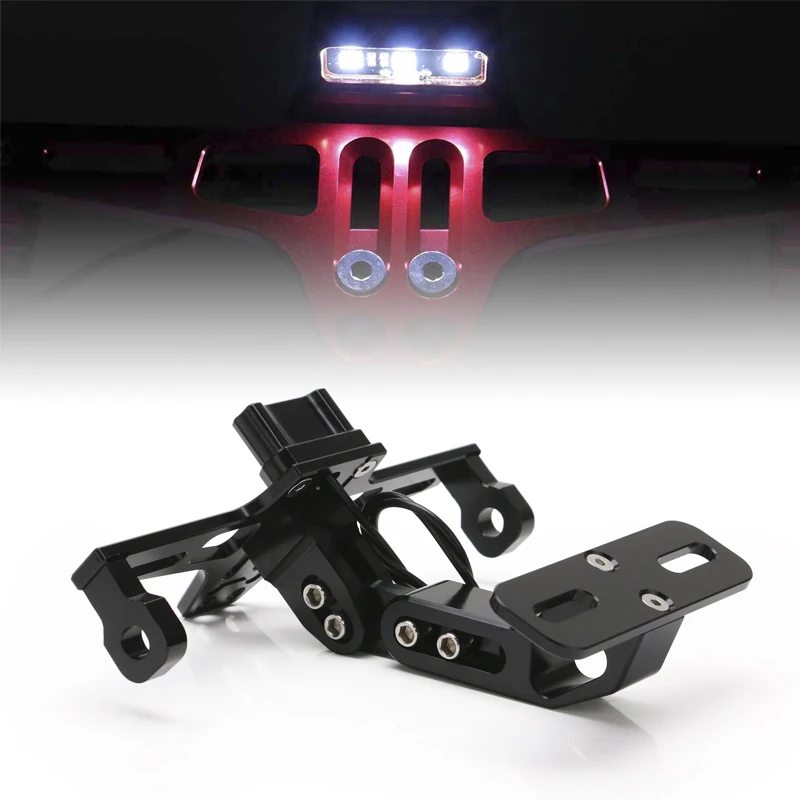 

Universal CNC Aluminum Angle Motorcycle Rear License Plate Mount Holder Frame LED Light Adjustable Motorcycle Accessories