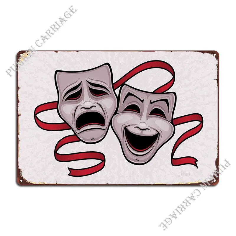 

Comedy And Tragedy Theater Masks Metal Sign Wall Cave Plaques Bar Cave Design Pub Tin Sign Poster