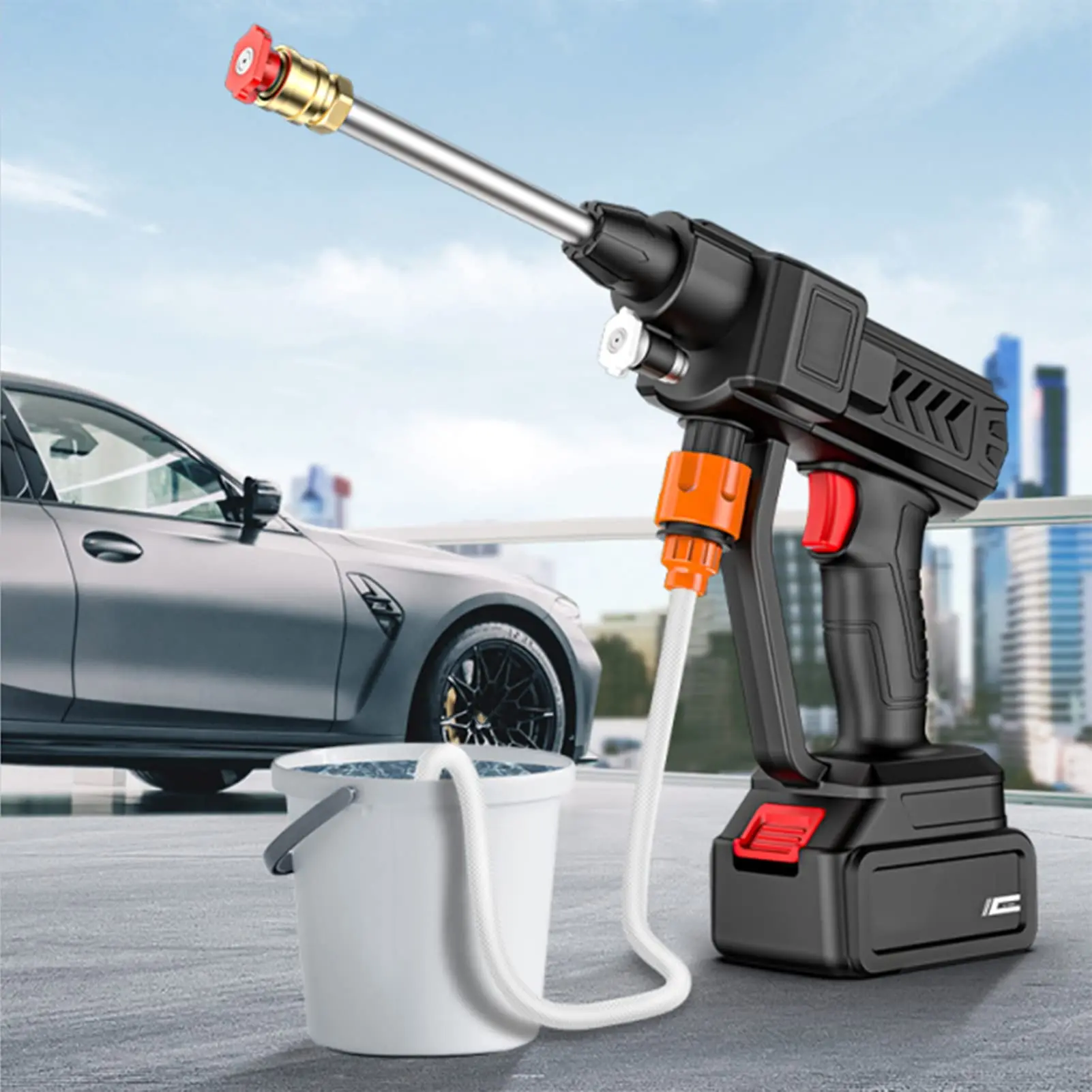 

30Bar Wireless High Pressure Car Wash Gun Washer Supplies Foam Generator Water Gun Spray Cleaner Car Wash for Auto Home Cleaning