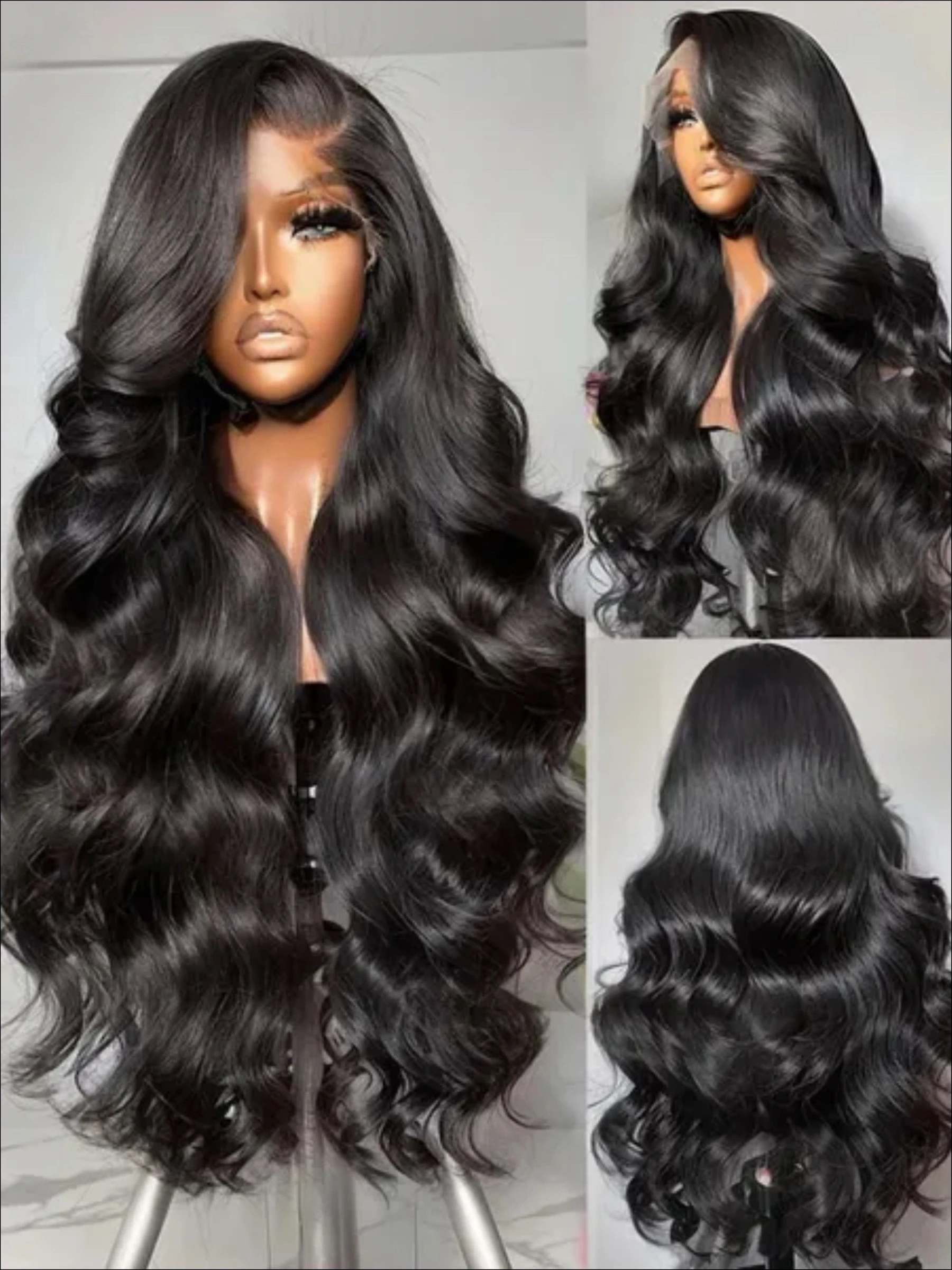 Фото Синтетические парики Body Wave 13X4X1 HD Full Lace Frontal для чернокожих женщин, с предварительно выщипанными и отбеленными узлами, с детским волосом, для свадьбы, повседневной носки и вечеринок №4