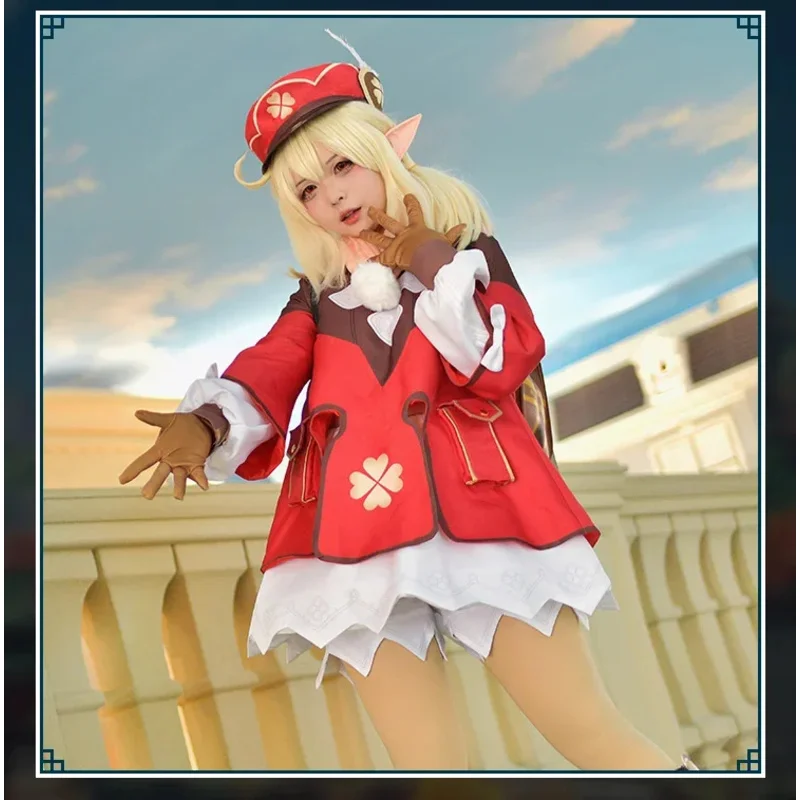 Женский костюм для косплея Genshin Impact Klee Униформа Хэллоуина парика обувь женщин и