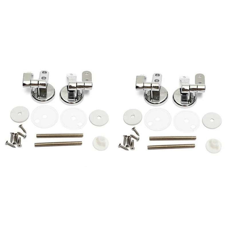 

4X Alloy Replacement Toilet Seat Hinges Mountings Set Chrome With Fittings Screws For Toilet Accessories