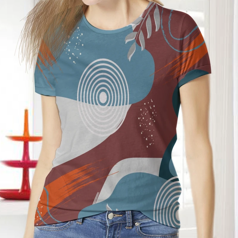 

Women T-Shirt Fun Abstract Pattern 2022 New Mujer Fashion Short Sleeve Unisex Summer O-Neck Clothes Camisetas Blouses Woman Tees
