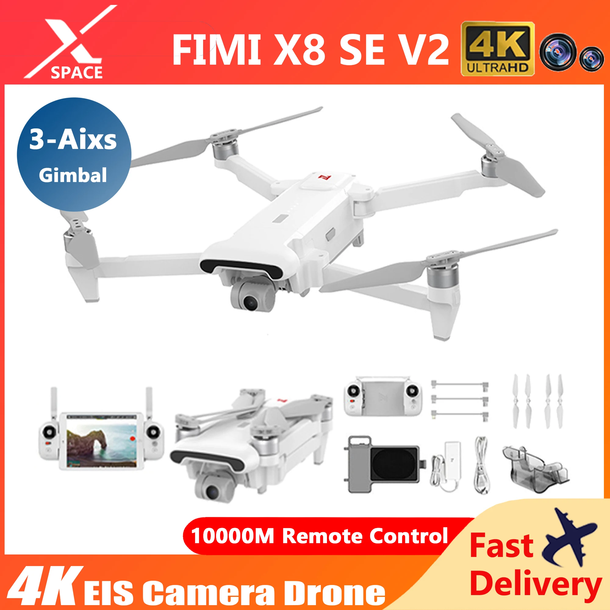 Квадрокоптер FIMI X8 SE V2 4K, Радиоуправляемый, 10 км