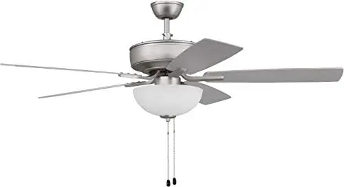 

Pro Plus 52" Ceiling Fan with LED Lights & Pull Chain, 5 Reversible Brushed Nickel/Greywood MDF Blades, Brushed Satin Ni