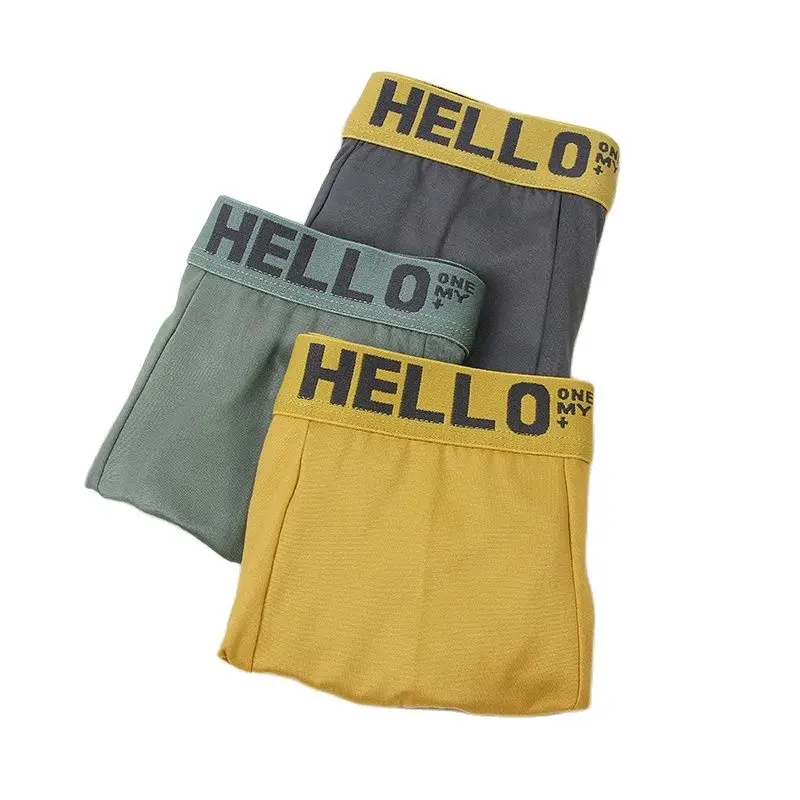 Men's Panties Underwear Antibacterial Briefs Boxer Shorts Pure Cotton Comfort Cuecas Teens Flat-Cut Boys Stretchy Underpants