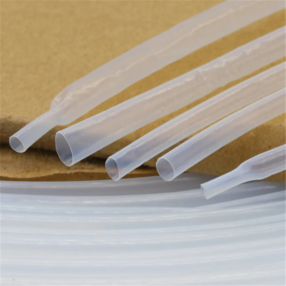 1 м PTFE термоусадочная трубка 4:1 Коэффициент усадки высокая температура 260Deg. C/600 в полупрозрачный диаметр 2 мм 4 мм 6 мм 8 мм 9,6 мм