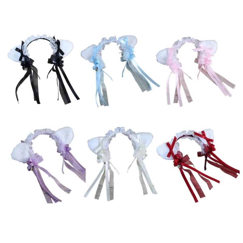 

Women Carnival Pleated Laces Headband Festival Party Hairband with Bowknot Decor