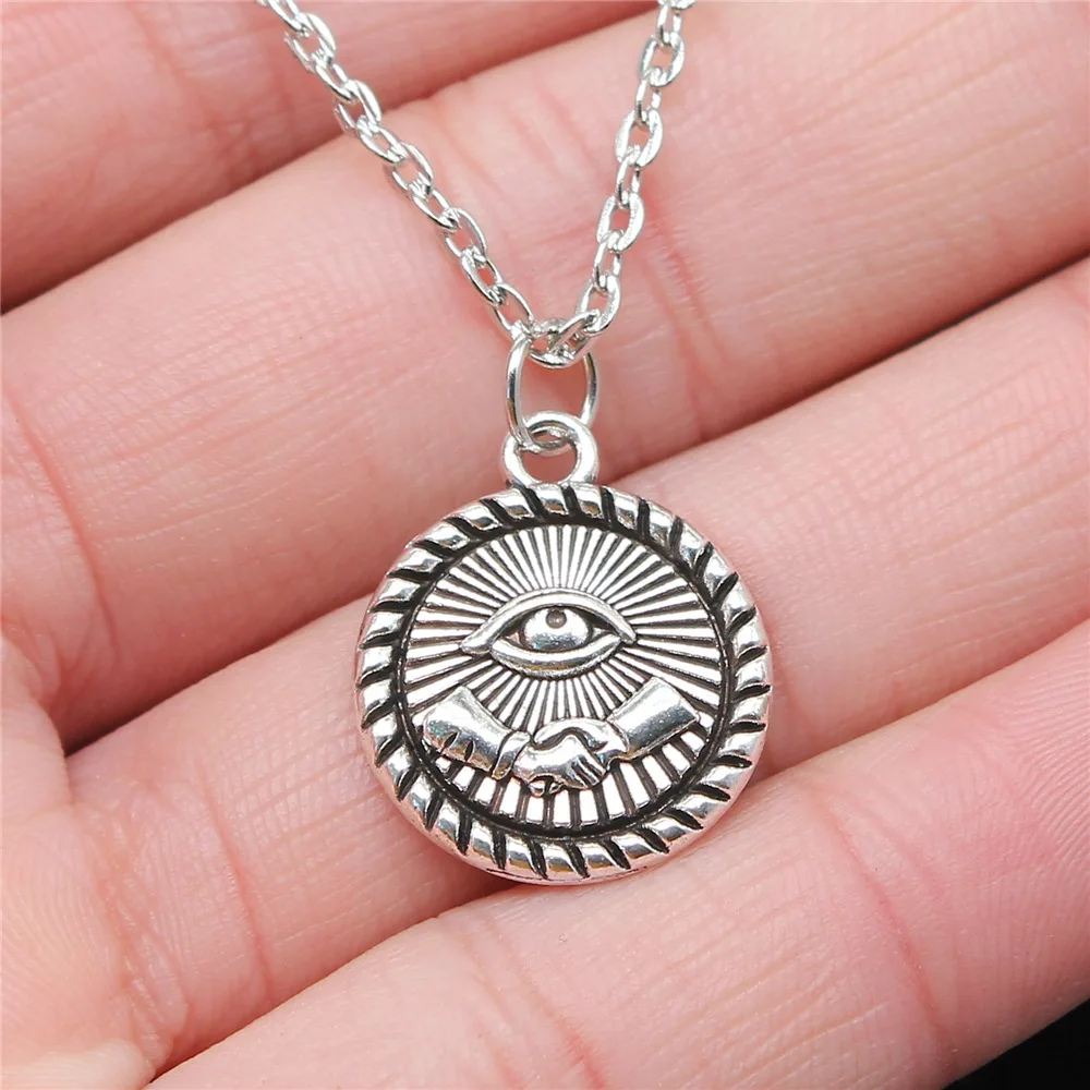 

Прямая поставка, ожерелье с подвеской в виде глаз «встряхивающий глаз» под старину серебристого цвета 21x18 мм для женщин