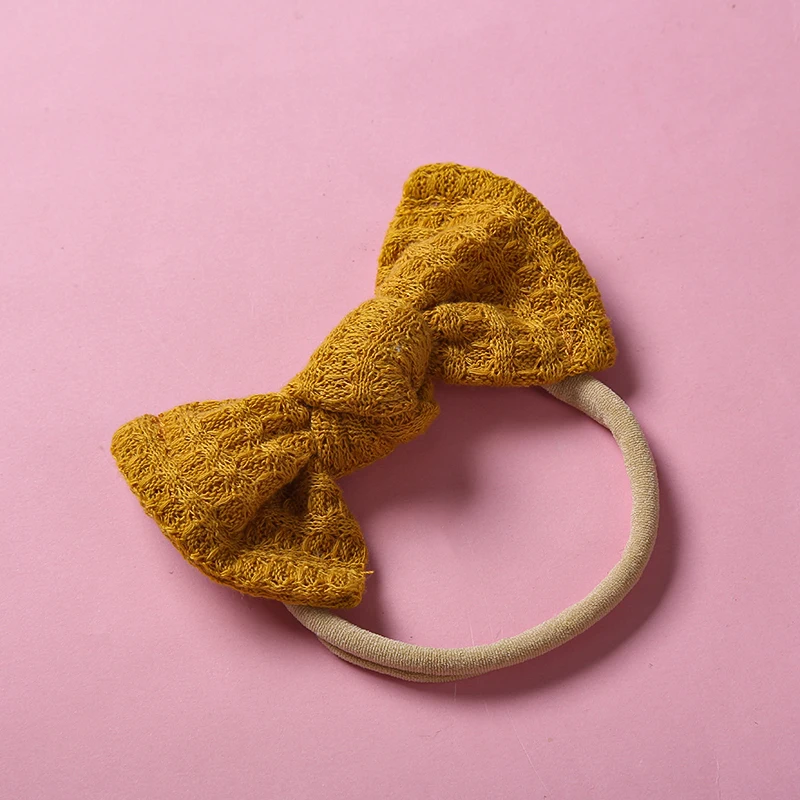 

Children's Waffle Bow Headband Kids Elastic Nylon Rope Hairband Simple Solid Color Headdress Hair Accessories