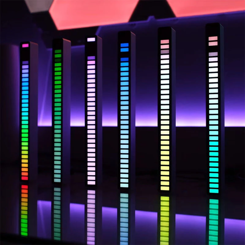 

Voice-activated Rhythm Light Stick 32-Bit RGB Audio Spectrum Bar Pickup Ambient DJ LED Display Rhythm Pulse Colorful Signal