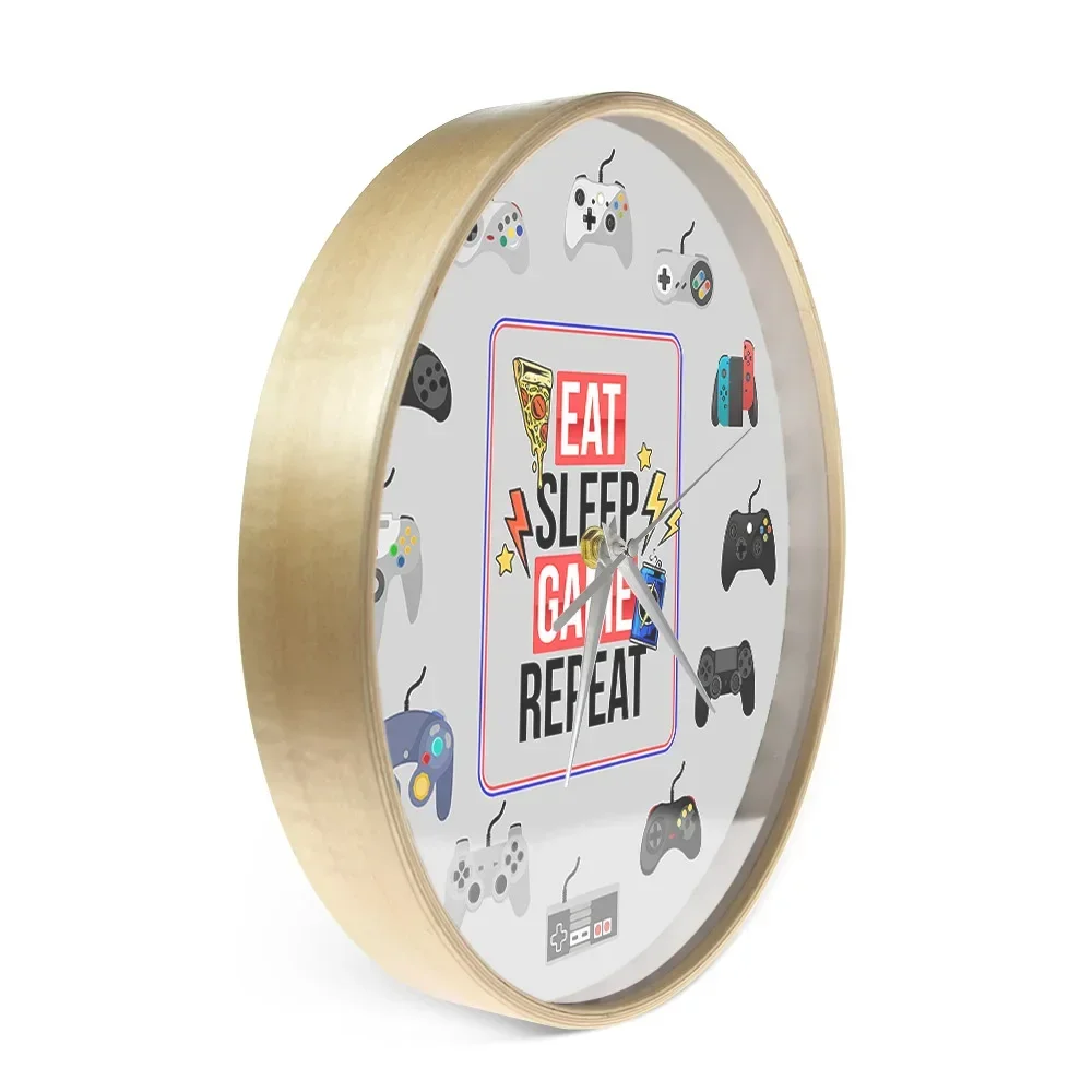 Настенные часы с принтом Eat Sleep для игроков