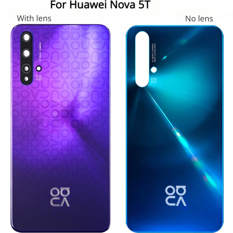 

New For Huawei Nova 5T Battery Back Cover Rear Door 3D Glass Panel Glass Housing Case Nova5T Camera Glass Lens Adhesive Replace