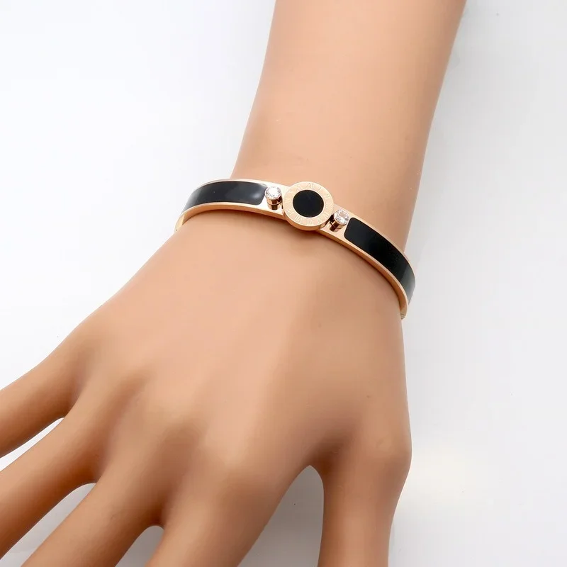 Новый браслет из нержавеющей стали с римскими цифрами и кристаллами для женщин