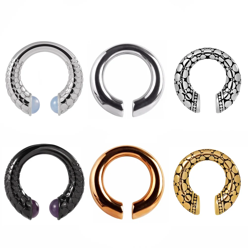 1Pair Rock Stainless Steel Ear Weight Gauges Drangle Hoop Plug Tunnel Piercing Expanders Stretchers Body Jewelry |