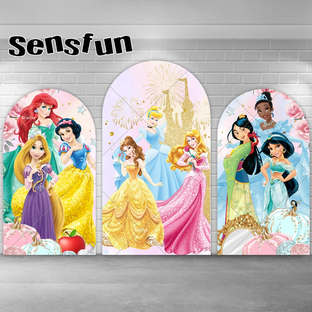 Сказочный фон для фотосъемки с изображением замка принцессы изогнутой арки