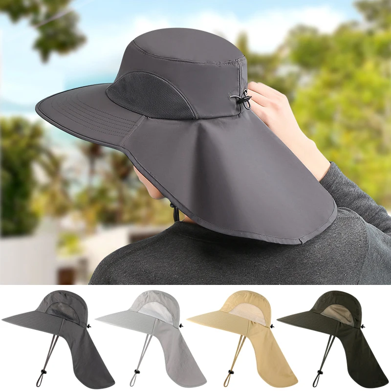 

1Pc Outdoor Summer Sun Hats UV Protection Hunting Fisherman Hat Quick Drying Neck Protection Visor Cap