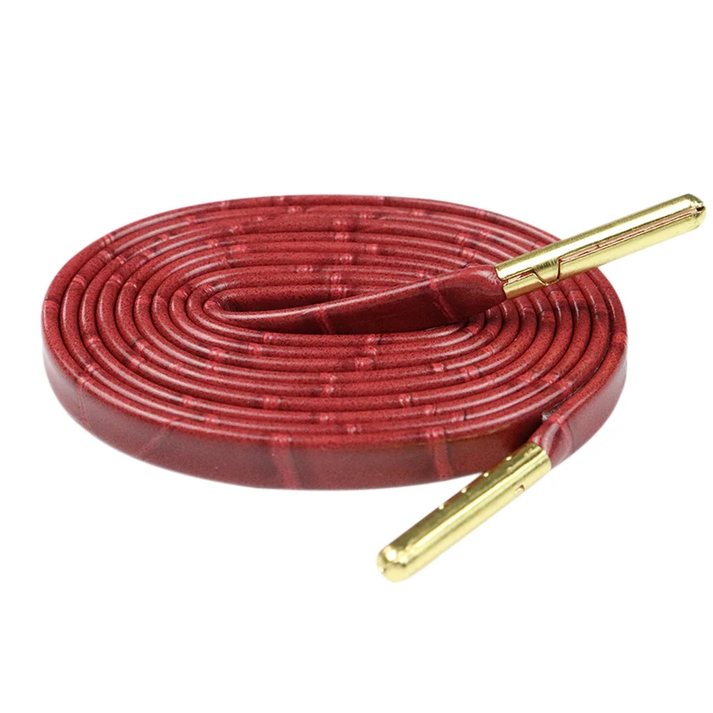 Coolstring 7MM Premium Quality Official Flat Lacet&Golden Tip Wind Red SnakeSkin PU Leather Tape Office 30 Pairs Cheap Wholesale