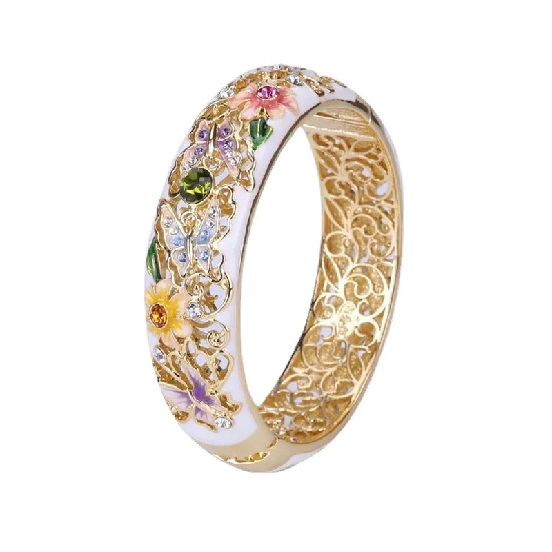 

New Cute Multicolor Enamel Butterfly Flowers Rings For Women Shine CZ Stone Inlay Fashion Jewelry Cocktail Party Gift Gold Ring