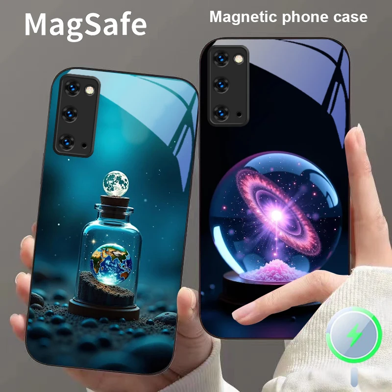Фото Dream Bottle Universe для Magsafe Samsung S 25 S8 S9 S10 S20Ultra S21 Pro S22 Plus S23 FE S24 Ultra S25 Edge Glass Чехол для телефона №2