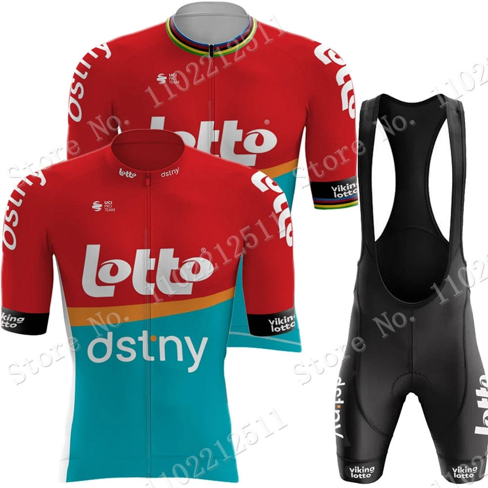 Suit 2023 Lotto Dstny Team Cycling Jersey Set Summer Mens Clothing Road Bike Shirts Bicycle Bib Shorts MTB Ropa Maillot