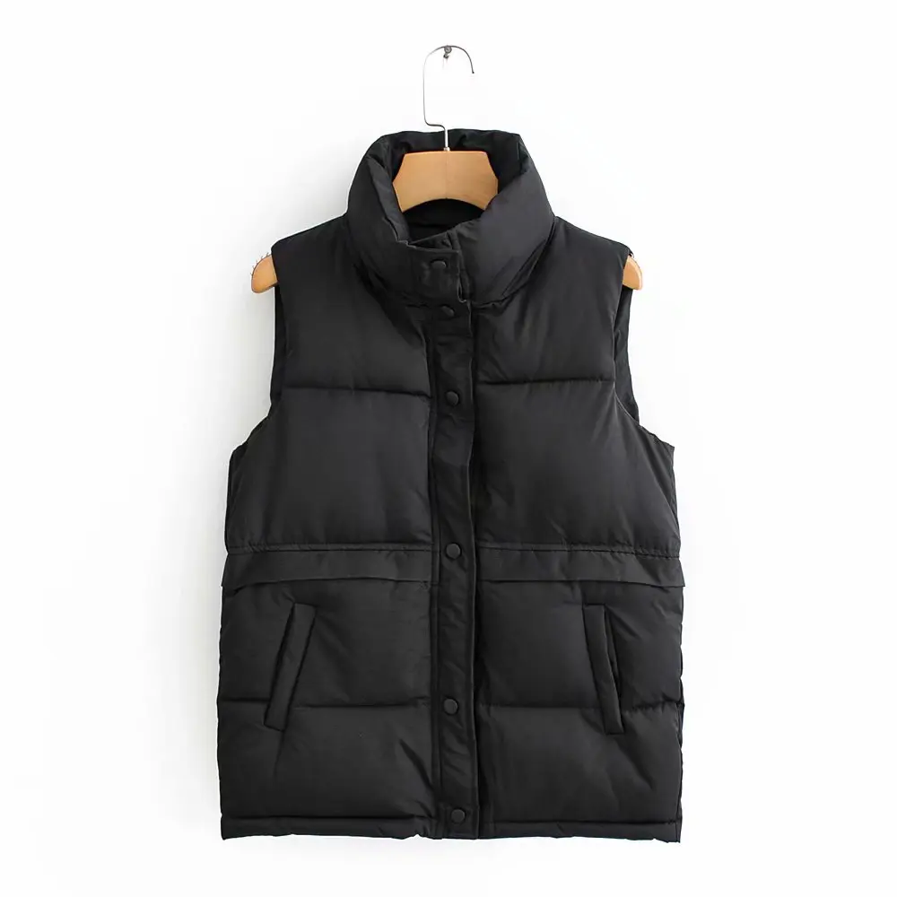 

Autumn/Winter New Single breasted Standing Collar Solid Cotton Vest Coat Jacket