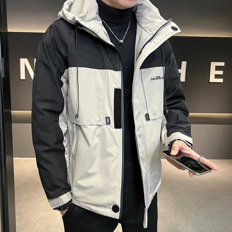2023 Men's Down Jacket Duck Winter Warm Hooded Puffer Jacket Men Vintage Clothes Padded Spring Bomber Male Parka Coat