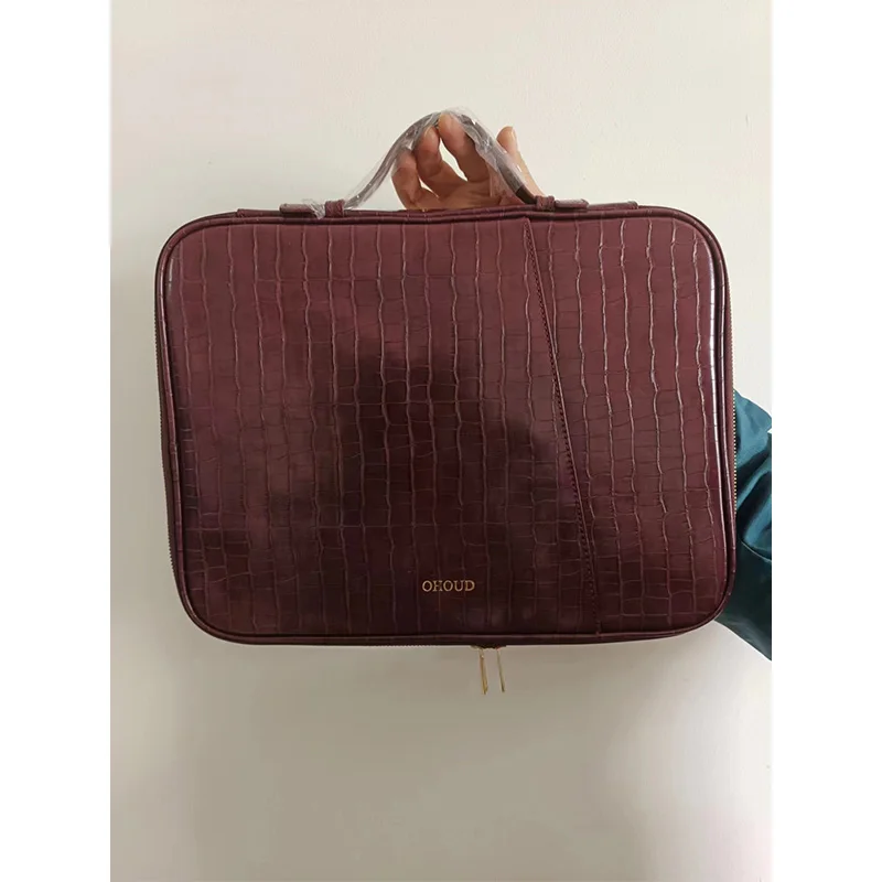 Free Custom Crocodile PU Leather Portable File Holder for Macbook 13 Inch/IPAD Anti-Fall Cover Notebook Storage Bags Laptop Case