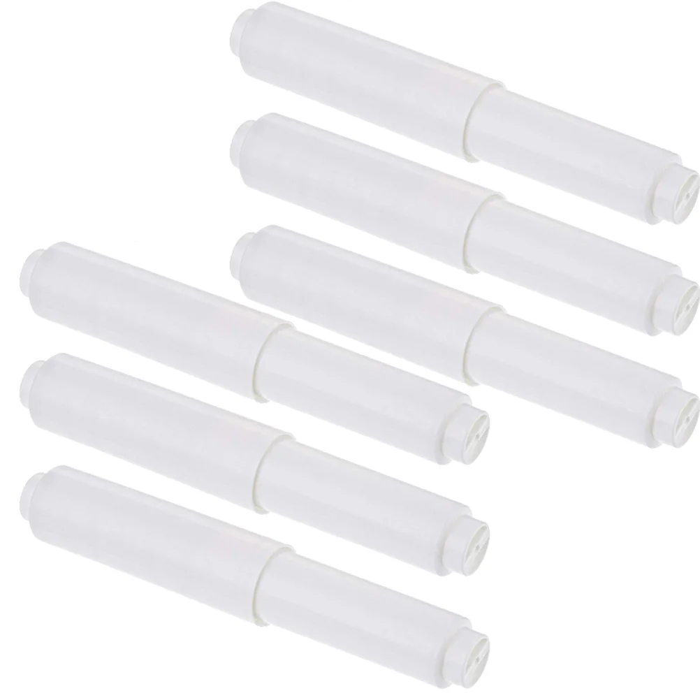 

6 Pcs Plastic Paper Towel Holder Roll Rack Toilet Rod Spring Stand Winder White