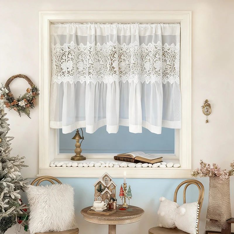 

Короткие шторы Tiyana, белые, из полиэстера