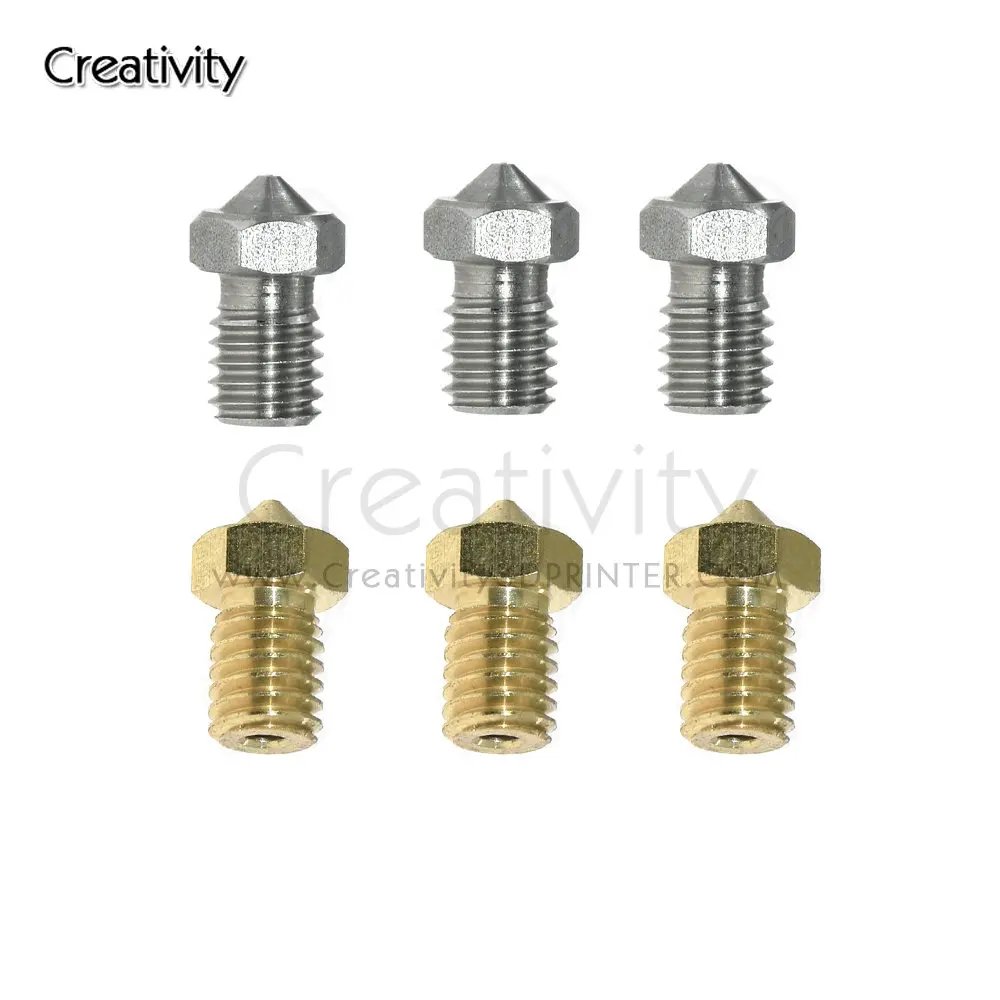 

5pcs/lot 3D Printers Parts For E3D V5 V6 Threaded Brass Stainless steel Nozzle For 1.75mm Filament 0.2/0.3/0.4/0.5/0.6/0.8mm