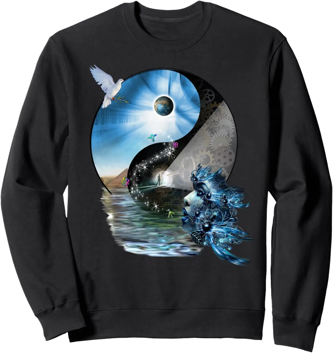 Толстовка Yin-Yang с символами мира на земле