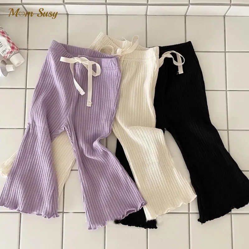 

Baby Girl Cotton Ribbed Pant Bell Bottom Infant Toddler Child Wide Leg Legging Trousers Sping Autumn Summer Baby Clothes 1-7Y