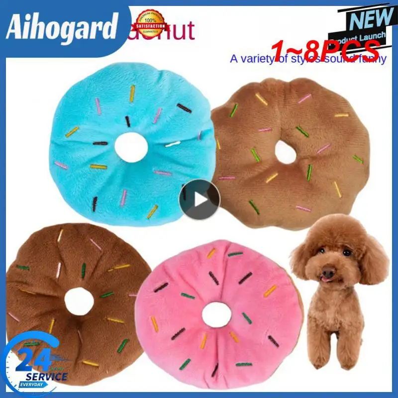 Lovely Pet Dog Puppy Cat Tugging Chew Squeaker Quack Sound Toy Chew Donut