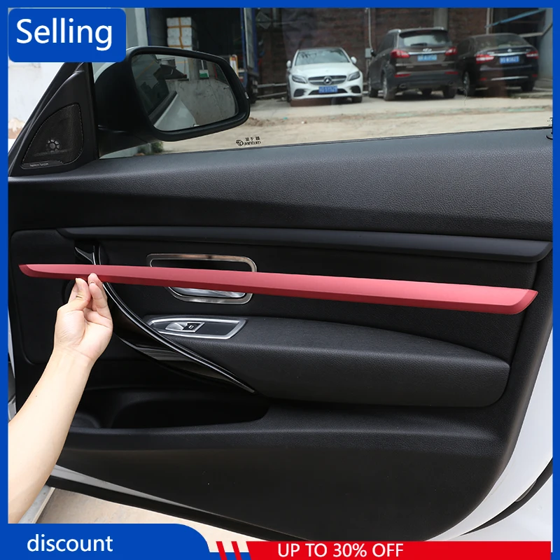 

ABS Interior Door Decoration Strips Trim For BMW 3 Series F30 2017 2018 2019 Car Accessories Red 4 Pcs fast ship