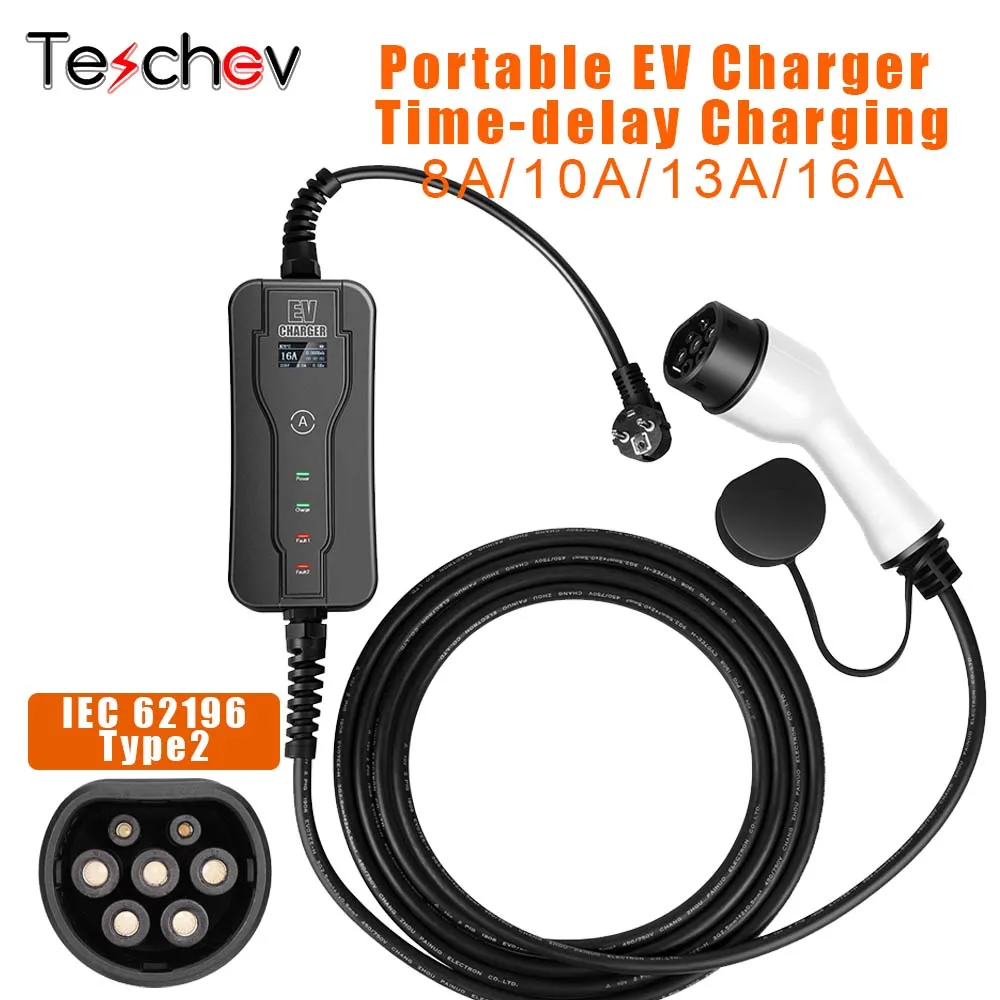Зарядное устройство Teschev EV тип 2 ICE62196 SAE J1772 1 110-250 В кВт 16 А регулируемый ток
