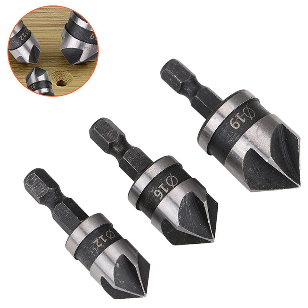 

3pcs Chamfer Drill Bit Set Wear-resistant Countersink Drills Bits