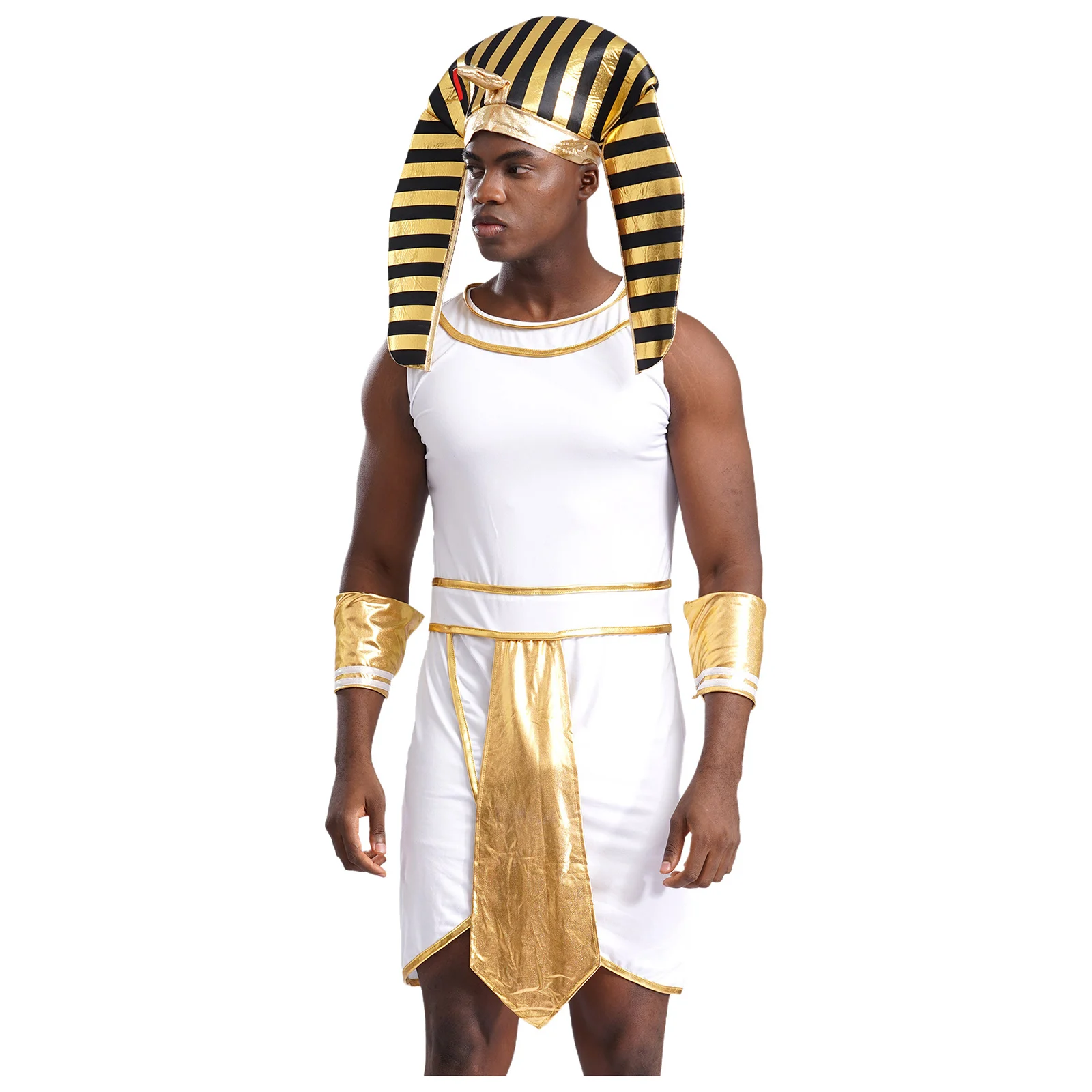 Мужской костюм для косплея египетского фараона короля платье с манжетами шляпа